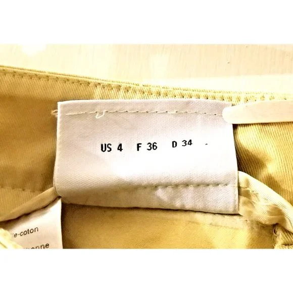 AKRIS PUNTO Yellow Casual Ankle Pants Sz 4 Cuffed Cotton Blend Mid Rise - Picture 7 of 10